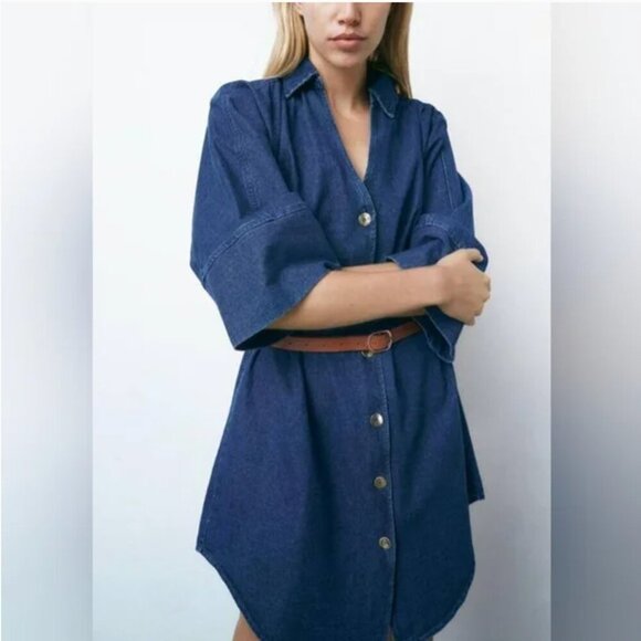 Zara Dresses & Skirts - Zara Limited Edition Denim  Mini Dress(WITHOUT BELT) Size S NEW WITH TAG!